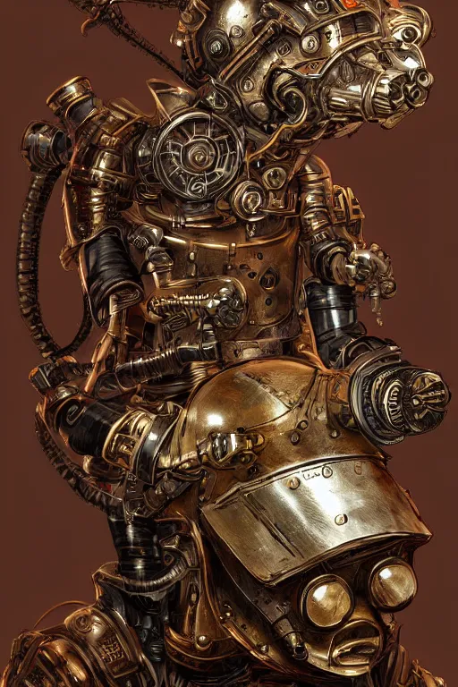 Image similar to steampunk helmet fantasy art mask robot ninja stylized digital illustration sharp focus, elegant intricate digital painting artstation concept art global illumination ray tracing advanced technology chaykin howard and campionpascale and cooke darwyn and davis jack