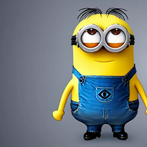 Image similar to photograph of a minion if it were a human