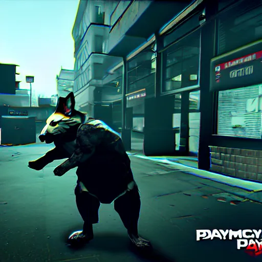 Image similar to screenshot from the pc game payday 2 ( max graphics settings ) demonstrating the fursuit unlock