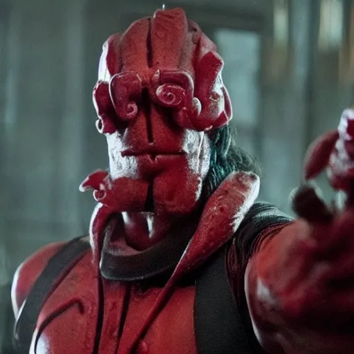 Image similar to twizzlers!!!! hellboy, movie still, high detail