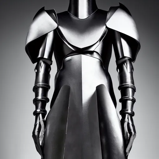 Prompt: Battle armor designed by Rick Owens, fashion photography