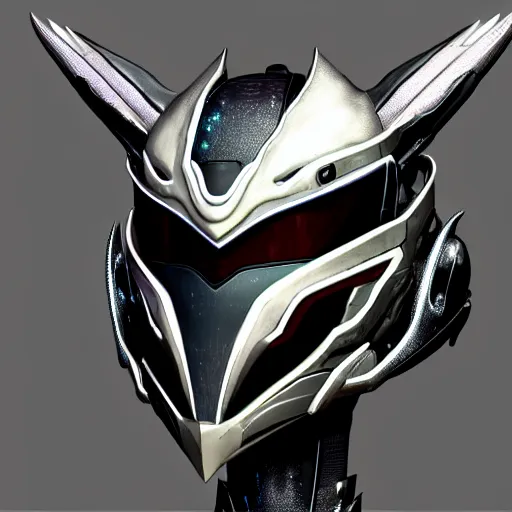 Image similar to bust shot of a cute stunning robot anthropomorphic female dragon, with sleek silver armor, a black OLED visor over the eyes, highly detailed digital art, furry art, anthro art, sci fi, warframe art, destiny art, high quality, 3D realistic, Furaffinity, Deviantart