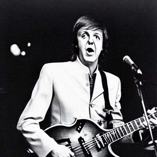 Prompt: Paul McCartney playing a Beatle guitar, 8k, high definition, highly detailed, photo-realistic