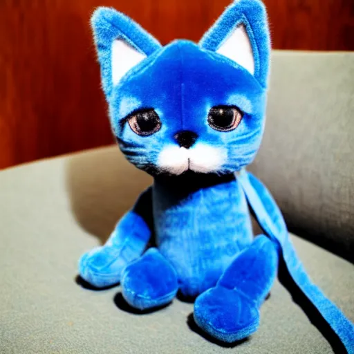 Image similar to a blue kitten made of plush, cute