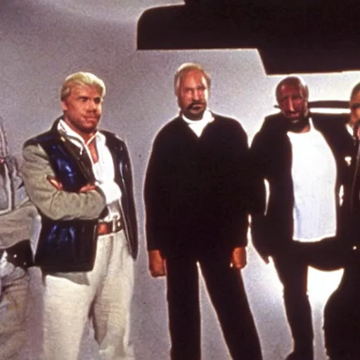 Prompt: film still of the 1984 tv show with the description 'When you cannot hire the A-Team, then your only hope is to settle for the B-Team'