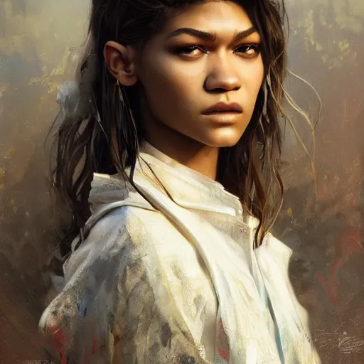 Prompt: hyperrealistic mixed media high resolution image of zendaya, oil painting, art by jamie salmon and istvan sandorfi and greg rutkowski, dim volumetric lighting, extremely hyperdetailed, intricate, highly detailed attributes