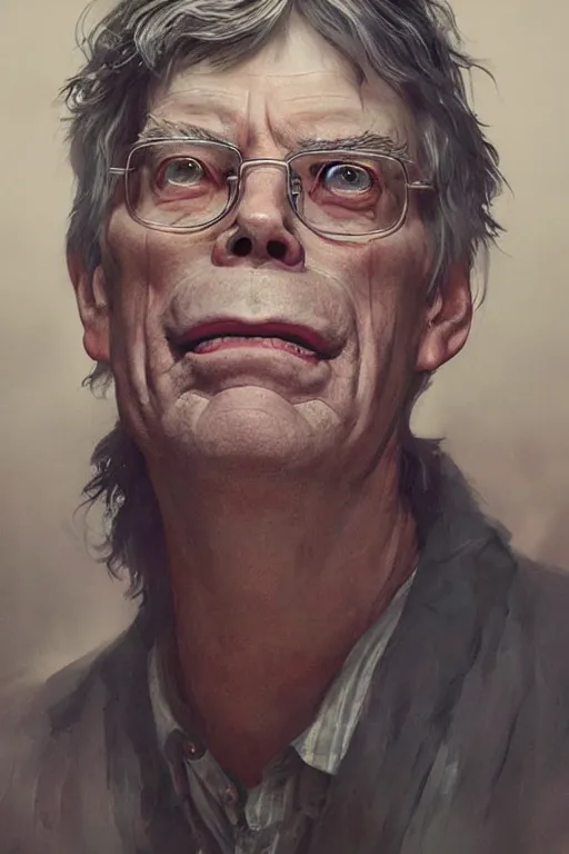 Image similar to Portrait of stephen king as hillbilly intricate, highly detailed, smooth, artstation, digital illustration by Ruan Jia and Mandy Jurgens and Artgerm and Wayne Barlowe and Greg Rutkowski and Zdislav Beksinski