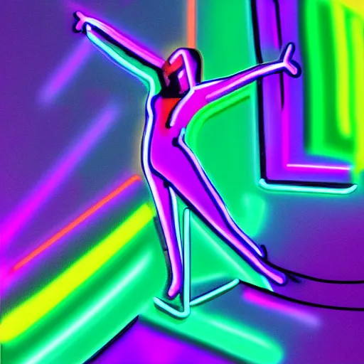 Image similar to dancing on top of a neon lit rainbow digital art, ue 5