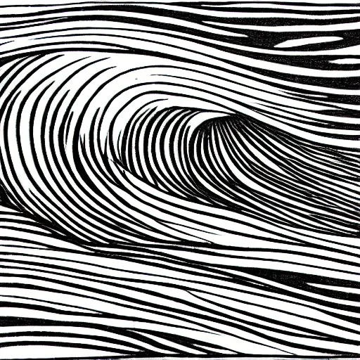 Prompt: minimalist line drawing of ocean wave