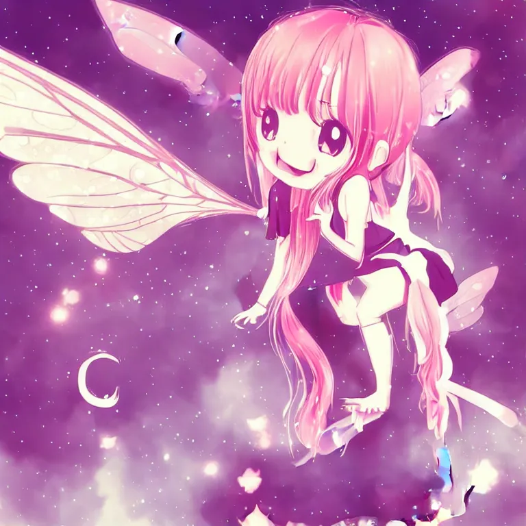 Image similar to cute, full body, female, anime style, a cat girl with fairy wings, large eyes, beautiful lighting, sharp focus, simple background, creative, heart effects, filters applied, illustration