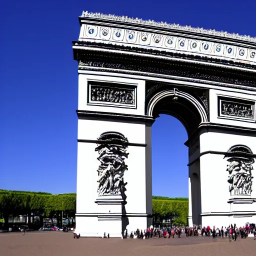 Prompt: the arc du triomphe with a portal to another dimension inside it
