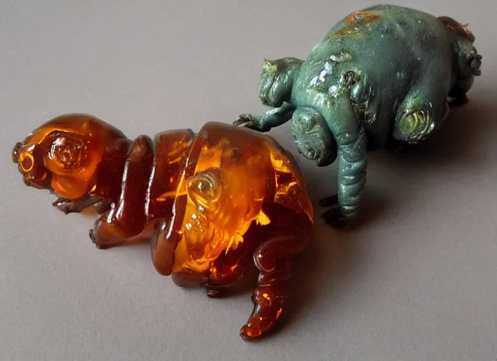 Image similar to tardigrade painting carved in amber by chiara bautista and norman rockwell and greg rutkowski weta studio