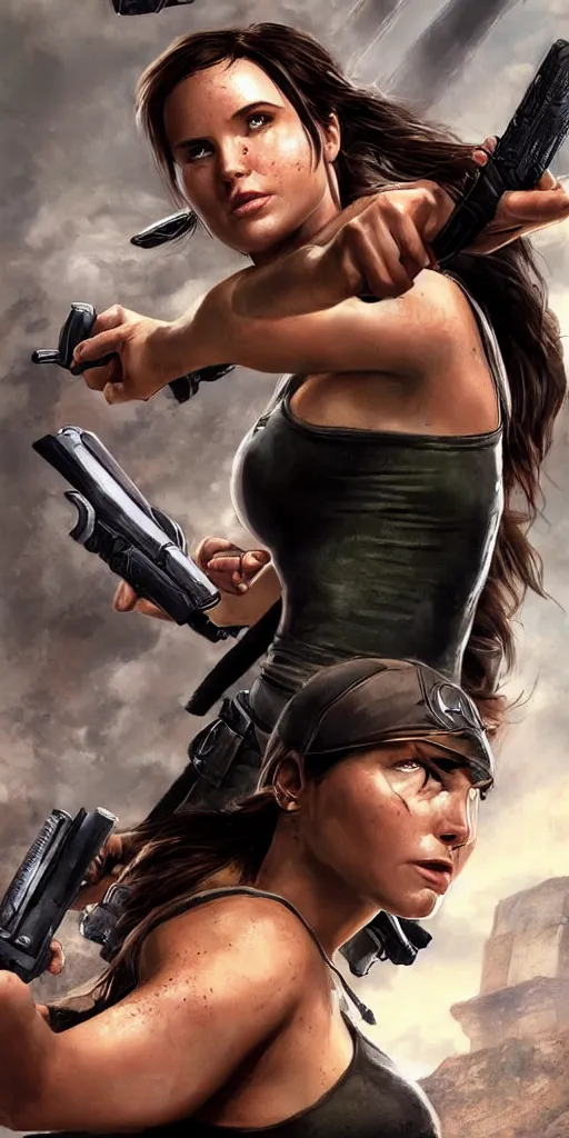 Prompt: Lara Croft with The Avengers, movie poster concept art, photorealistic, detailed