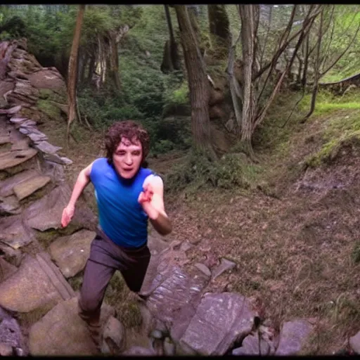 Image similar to Frodo running from gollum, action , go pro footage