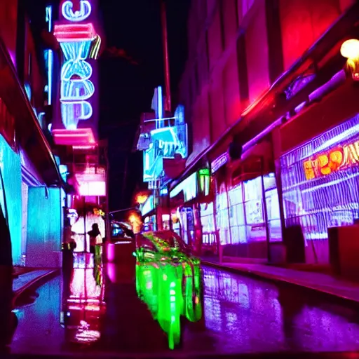 Image similar to neon city with cat cinematography