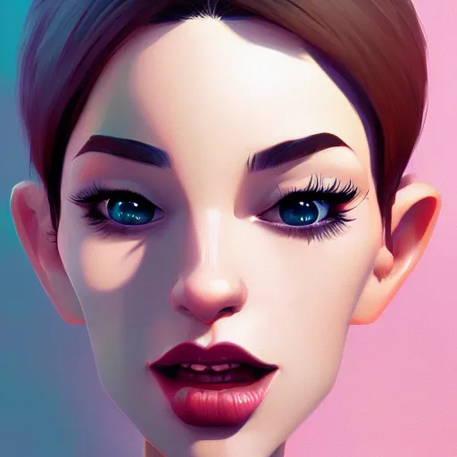 Image similar to digital painting of Hollywood Star caricature horn slap head beautiful face, illustration, global illumination lighting, lois van baarle, ilya kuvshinov, rossdraws, artstation