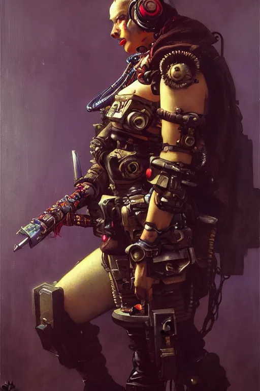 Image similar to full character portrait max mad cyberpunk warhammer 4 0 k, medic sapper not the pietra character design, painting by gaston bussiere, katsuya terada, wyeth, greg rutkowski, craig mullins, ( ( ( ( ( vermeer ) ) ) ) ), frank frazetta, mucha, tom of finland, trending on artstation