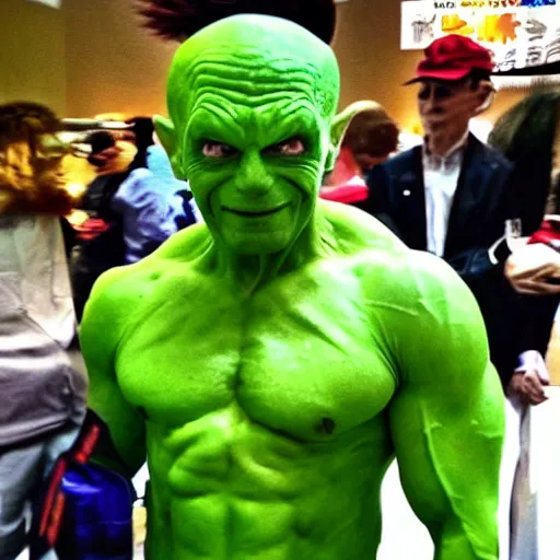 Prompt: Man poorly cosplaying as Piccolo from Dragon Ball Z, award winning photo, 4K,