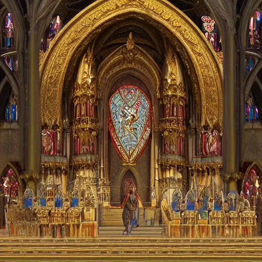 Image similar to Ornate coronation at the cathedral of Saint George, matte painting, artstation