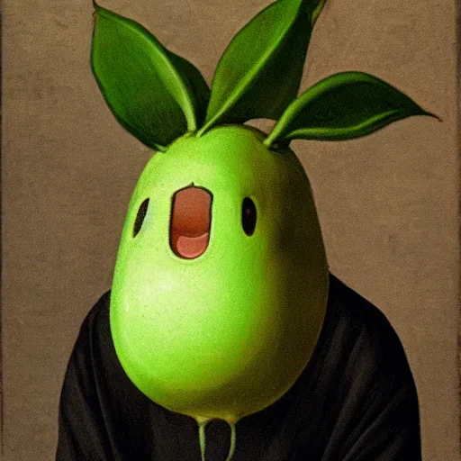 Image similar to Pokemon Bellsprout portrait by Caravaggio. High quality.