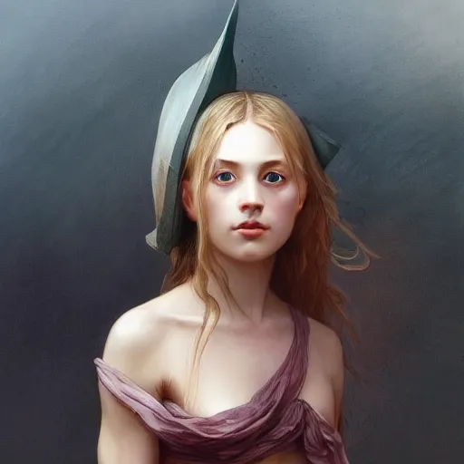 Image similar to A beautiful girl with crossed eyes, dunce, dumb, derpy, fullbody, intricate, brilliant, highly detailed, artstation, amish, concept art, smooth, sharp focus, illustration, art by greg rutkowski and orientalism and bouguereau and Zdzislaw Beksinski, good clear quality, colourful lighting, biology, symmetrical artwork, perfect face, 135 mm, cinematic, hyper realism, high detail, octane render, 8k, chrome accents