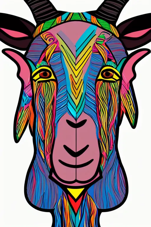 Image similar to A portrait of a goat wearing a bandana, sticker, colorful, illustration, highly detailed, smooth and clean vector curves, no jagged lines, vector art, smooth