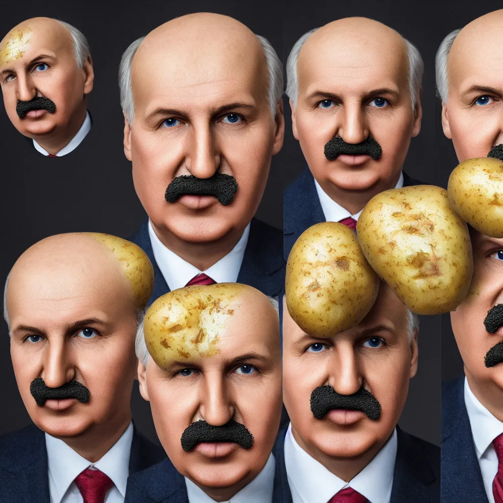 Prompt: portrait of alexander lukashenko face swapped with potato, very detailed, 4 k, professional photography