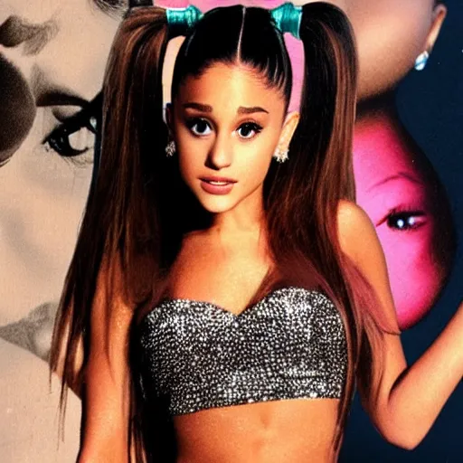 Image similar to ariana grande on 1 9 9 0 s album cover