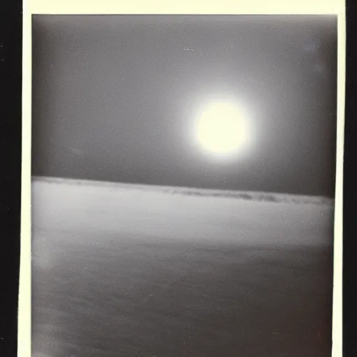 Image similar to polaroid photograph of ufo taken, hanebau, 1 9 5 0 s, black and white, blurry