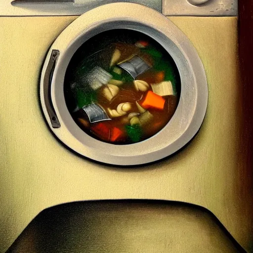 Image similar to soup inside of a washing machine, high textured, conceptual, intricate detailed painting, illustration sharp detail