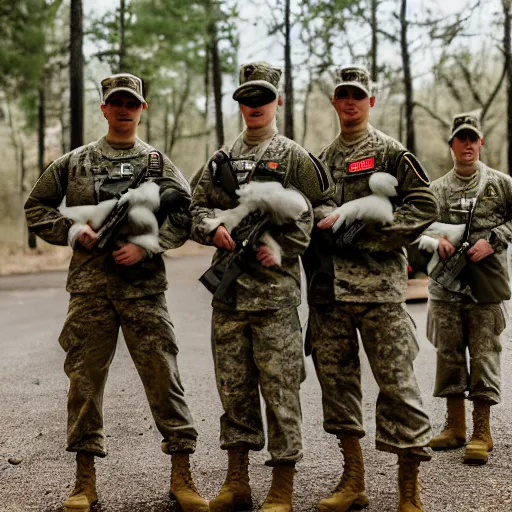 Prompt: a group of fox animals dressed in modern american military soldier uniforms, special ops, 8 5 mm f / 1. 4