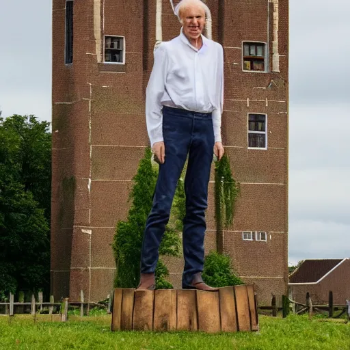 Image similar to traditional dutch man wearing cloggs 10 meters tall