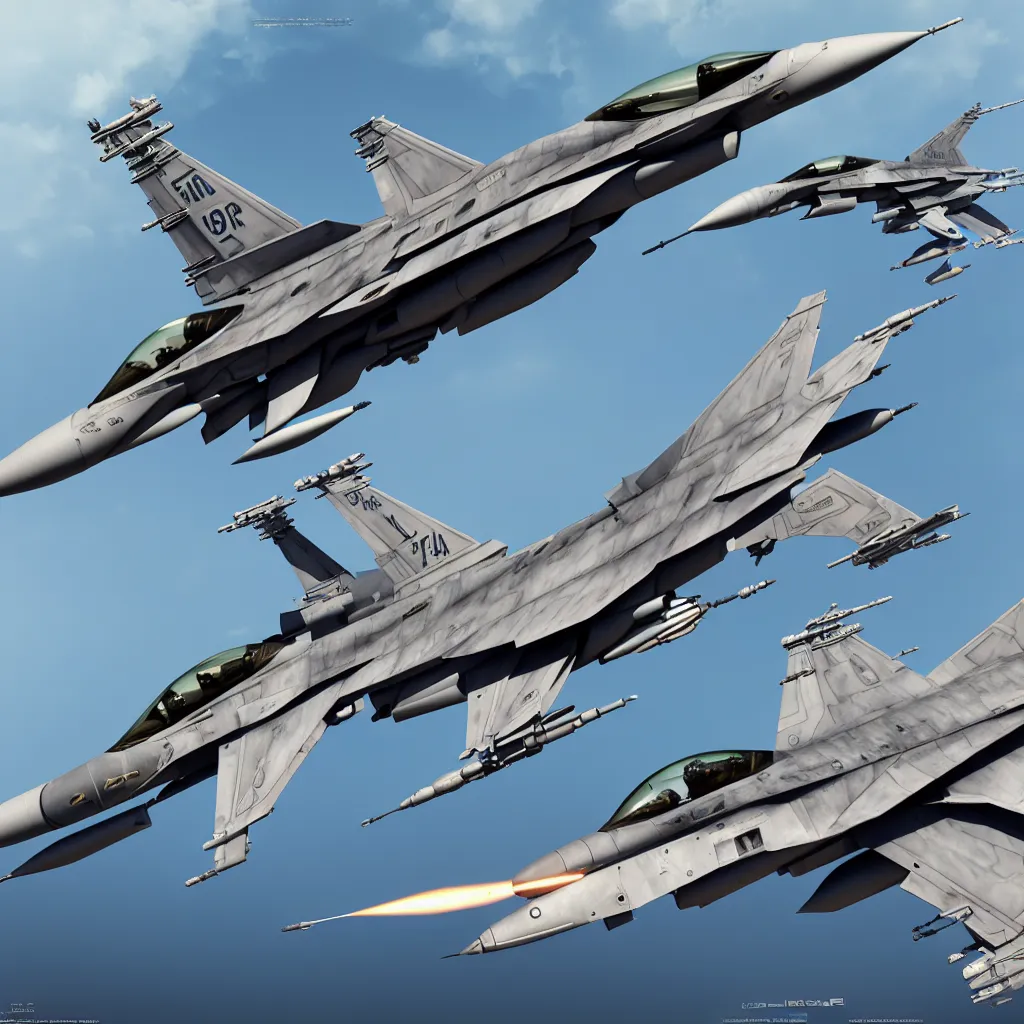 Image similar to f 1 6 fighting falcon with lots of guns concept art, robotech gradius outer space concept art, hyperrealism, fine detail, 8 k, 3 d render, artstation contest winner, cgsociety, cryengine, concept art!!, zbrush, vray, sprite!! no background