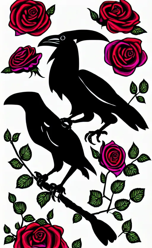 Image similar to ravens and roses illustration