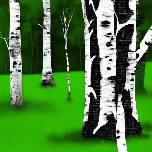 Image similar to bongos and birches, digital art