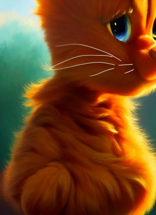 Image similar to photo of a gorgeous young garfield in the style of stefan kostic, and Beeple, realistic, sharp focus, 8k high definition, insanely detailed, intricate, elegant, art by stanley lau and artgerm