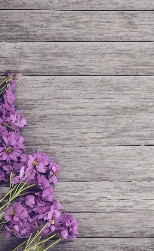 Prompt: clean soft background image with soft, light - purple flowers on pale gray rustic boards, background, cottagecore, backdrop for obituary text