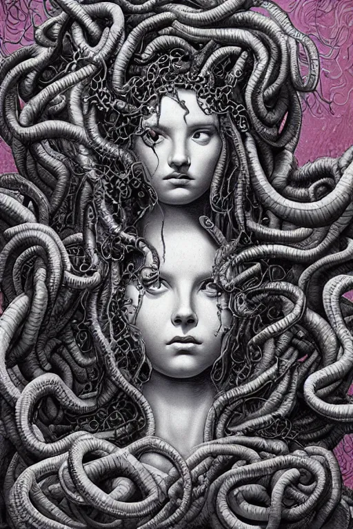 Image similar to Medusa goddess painting by Dan Hillier, trending on artstation, artstationHD, artstationHQ, 4k, 8k