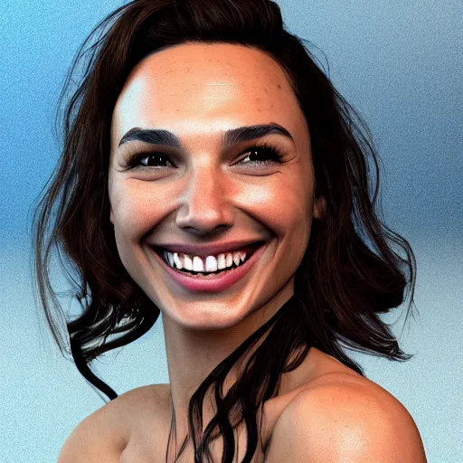 Image similar to Italian Gal Gadot smiling, realistic, photo studio, HDR, 8k, trending on artstation