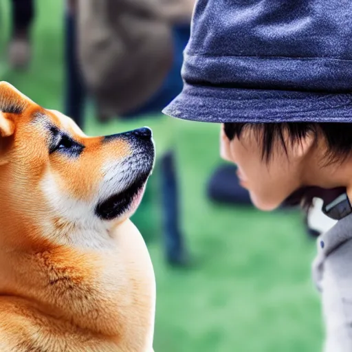 Image similar to A hat wearing shiba inu dog trading crypto like a professional on a desktop