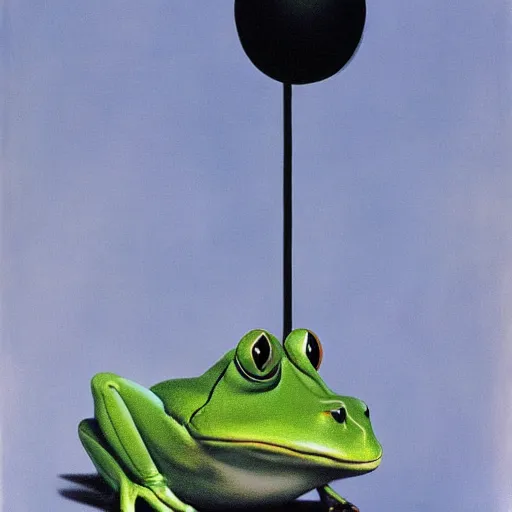 Image similar to frog by René Magritte, detailed, 4k