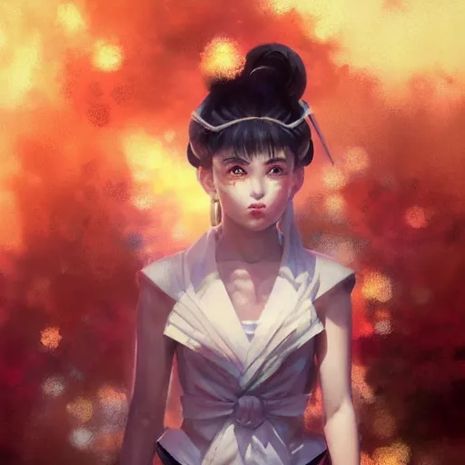 Image similar to A portrait of sailor moon, Yakuza art, art by greg rutkowski, matte painting, trending on artstation