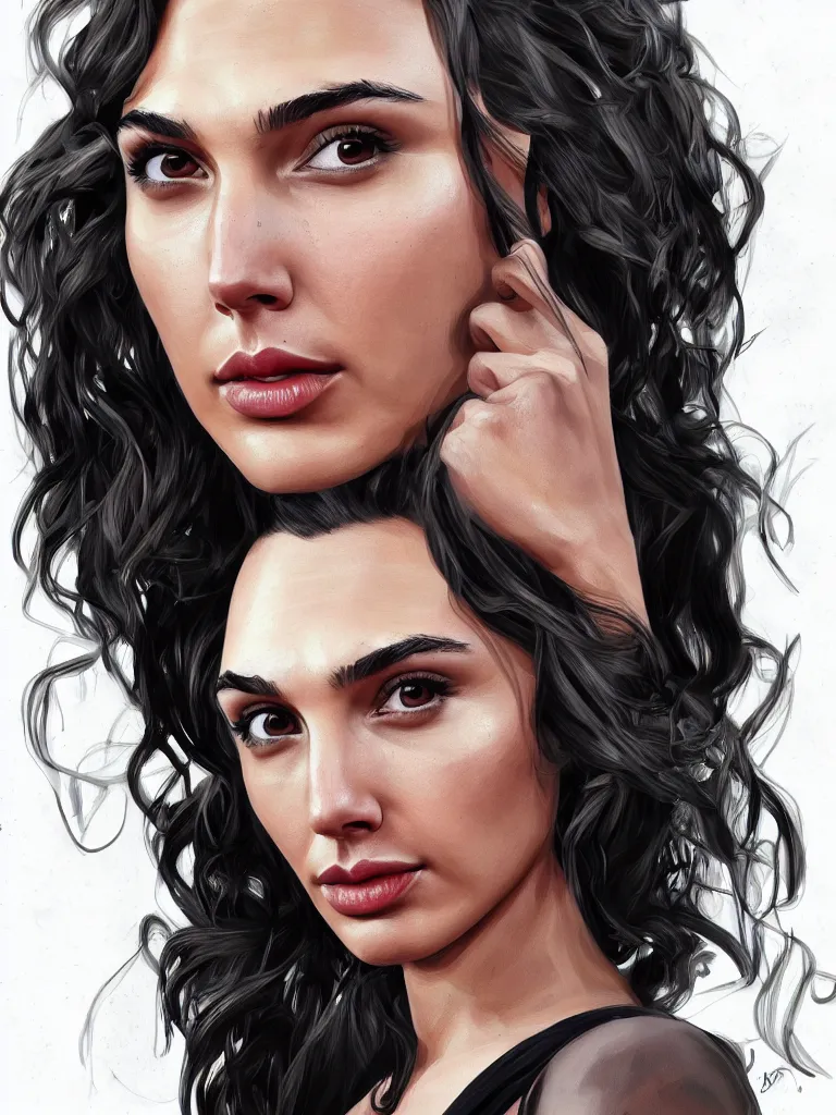 Image similar to a beautiful portrait of gal gadot by Karmen loh and, detailed, proportional, trending on art station, 4k