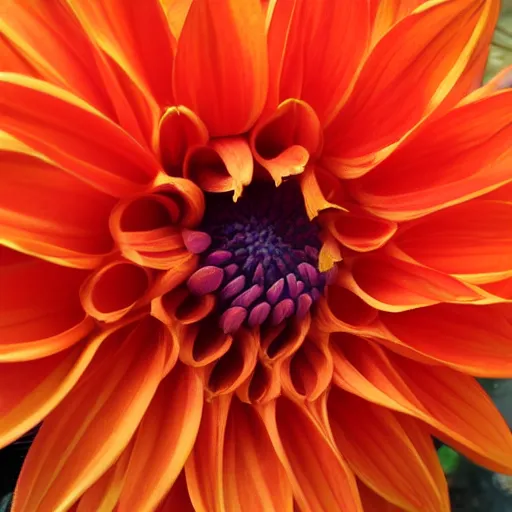 Image similar to a funny orange dahlia flower monster