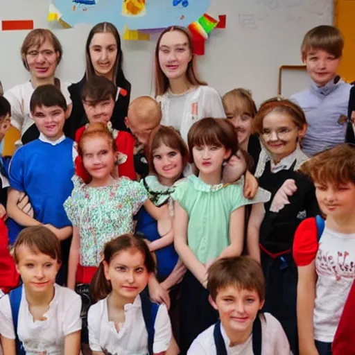 Image similar to international cultural cooperation between german and russian schoolchildren, beautiful, more details