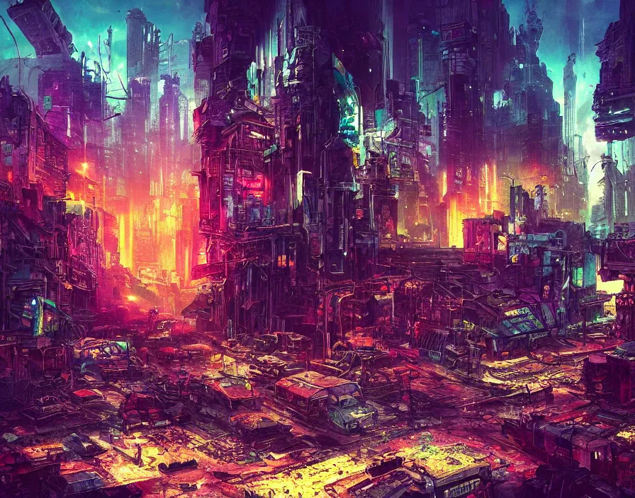 post cyberpunk cityscape