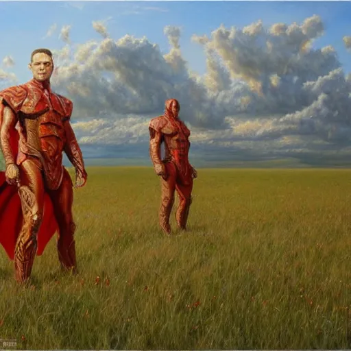 Image similar to The red dragon standing in an open field, portrait art by Donato Giancola and James Gurney, digital art, trending on artstation