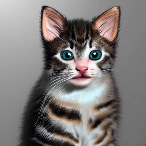 Prompt: photorealistic kitten. hyperdetailed photorealism, 1 0 8 megapixels, amazing depth, high resolution, 3 d shading, 3 d finalrender, 3 d cinematic lighting - 9