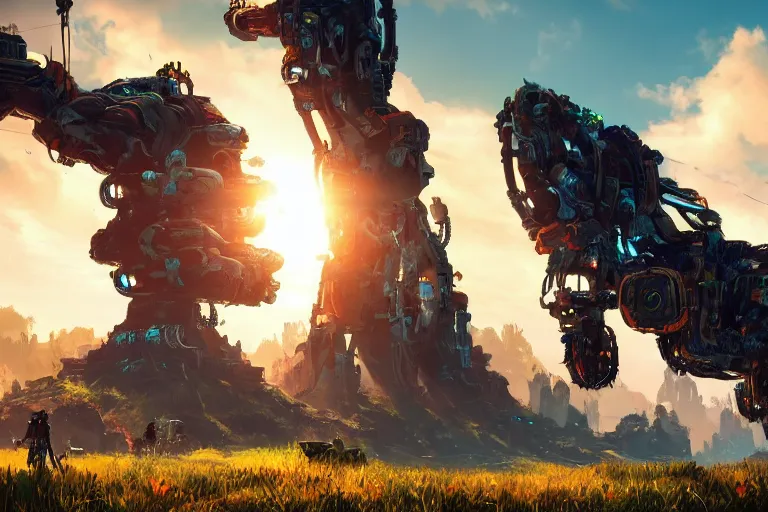 Image similar to snapmaw machine mecanical creature robot of horizon forbidden west horizon zero dawn radiating a glowing aura global illumination ray tracing hdr fanart arstation by ian pesty and alena aenami artworks in 4 k