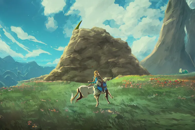 Image similar to the broken lambourghini zelda breath of the wild, in the style of studio ghibli and vicente segrelles, trending on artstation, back lighting tilt - shift cottagecore, abstract illusionism, movie poster, creature concept art, precisionism